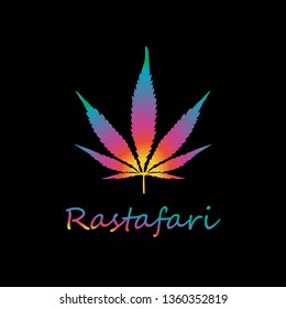 vector image of cannabis leaf with a rainbow