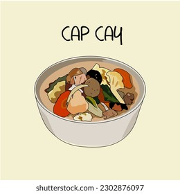 vector image of capcay in a bowl