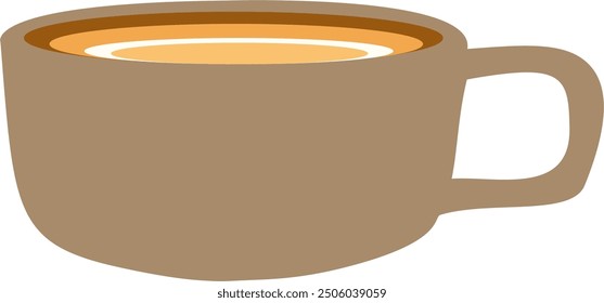 vector image of a cappuccino coffee served in a brown cup