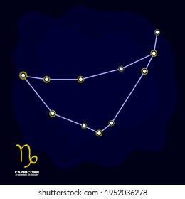 vector image with Capricorn zodiac sign and constellation of Capricorn for your project