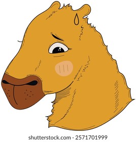 Vector image of a capybara. Capybara emotions. Sticker