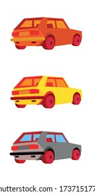 vector image of a car. 3d car model. Toy car. Small family car.