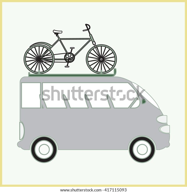 vector image of a car and\
bicycle