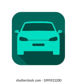 Vector image of car on green background with shadow effect. Car icon on green background with shadow effect