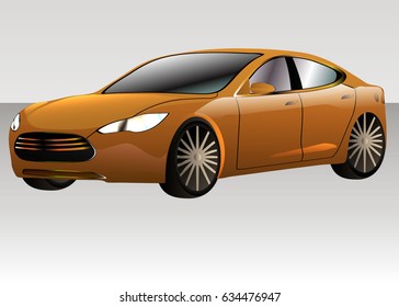 Vector image car sedan orange