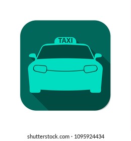 Vector image of a car taxi on a green background with a shadow effect. Car Taxi icon on green background with shadow effect