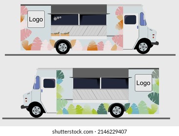 Vector image of a car that is used to make a food truck by using colors to look attractive.