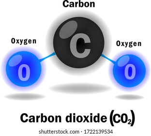 Vector image of carbon dioxide (CO2) molecules, possibly used in textbooks