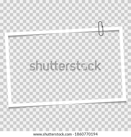 vector image of a card for a photo frame attached with a paper clip