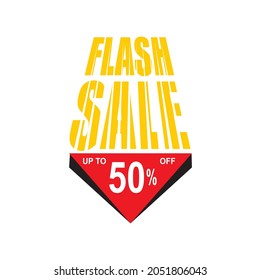 vector image of a card that says flash sale up to 50% off with Japanese font style, can be used for promotional symbols, web elements, etc. color and text can be changed