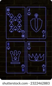 Imagen vectorial de las tarjetas. Cuatro cartas de palos de 10 a K