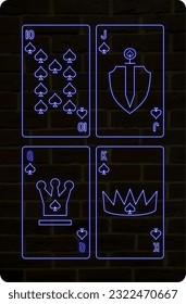 Imagen vectorial de las tarjetas. Cuatro cartas de palo de 10 a K