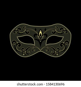 Vector image carnival mask. Venetian mask on a black background.
