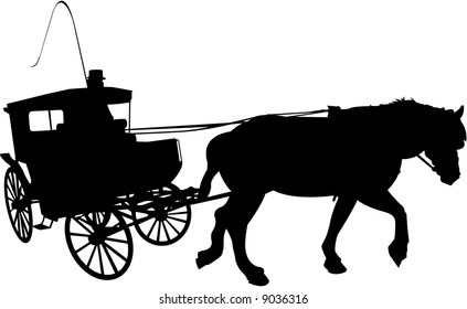 vector image of carriage with coachman