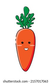 Imagen vectorial de una zanahoria. Bonitas zanahorias al estilo de los bebés. Ilustración vectorial de color, insignia, para diseño de productos, impresión textil, tarjetas de visita, logotipo, tatuajes
