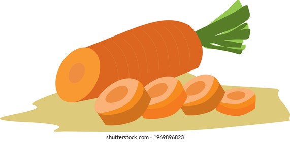 Vector image. Carrot. Slicing. Useful. Delicious.