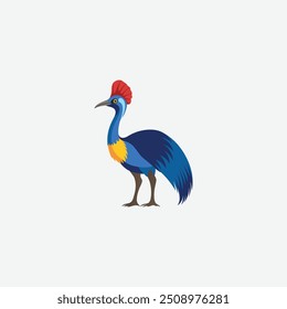 Vector image of cartoon australian ostrich cassowary. isolated on white background