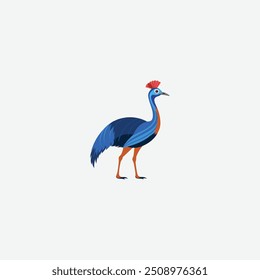 Vector image of cartoon australian ostrich cassowary. isolated on white background