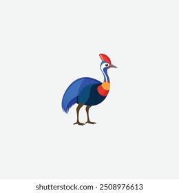 Vector image of cartoon australian ostrich cassowary. isolated on white background