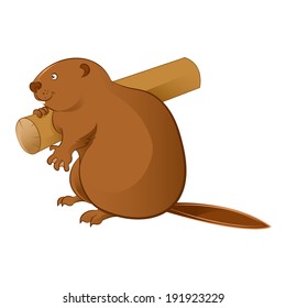 Vector image of an cartoon brown Beaver