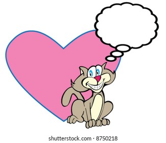 vector image of cartoon cat surrounded by hearts sharing a message for valentine's day or an anniversary or birthday