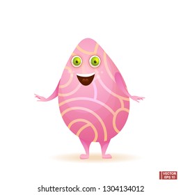 Vector image. Cartoon character happy egg. Funny mascot. Happy Easter.