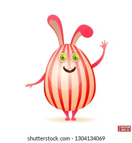Vector image. Cartoon character happy egg. Funny mascot. Happy Easter.