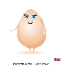 Vector image. Cartoon character happy egg. Funny mascot. Happy Easter.