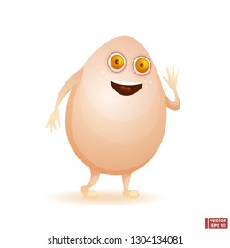 Vector image. Cartoon character happy egg. Funny mascot. Happy Easter.
