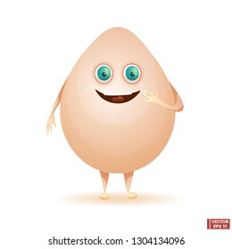 Vector image. Cartoon character happy egg. Funny mascot. Happy Easter.