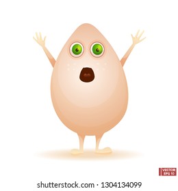 Vector image. Cartoon character happy egg. Funny mascot. Happy Easter.