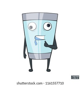 Vector image. Cartoon character smartphone - stupid, broken, slows down and drooling. Icon Emotions phone.