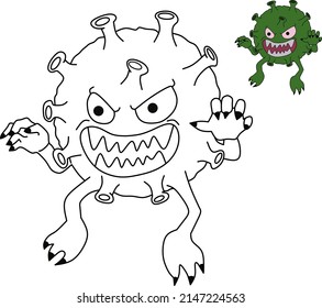 vector image of cartoon firus corona.