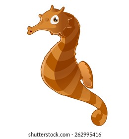 Vector image of a cartoon fish Seahorse
