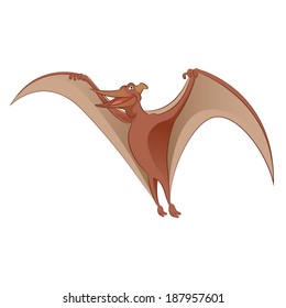 Vector image of an cartoon flying pterodactyl