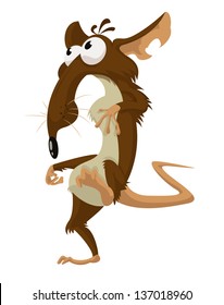 Vector image of cartoon funny crazy rat