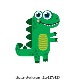 Vector image of a cartoon funny dinosaur on a white background. Dinosaur cartoon