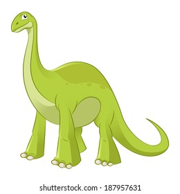 Vector image of  an cartoon funny diplodocus