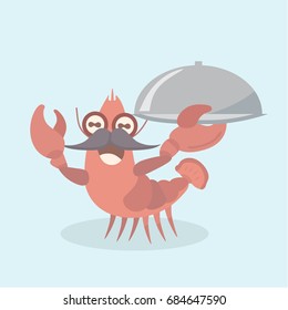 Vector image of a cartoon funny shrimp.