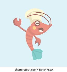 Vector image of a cartoon funny shrimp.