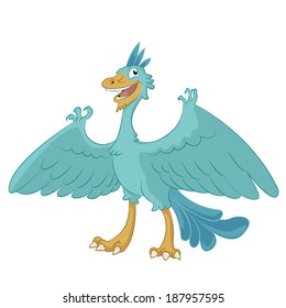 Vector image of cartoon funny smiling Archaeopteryx