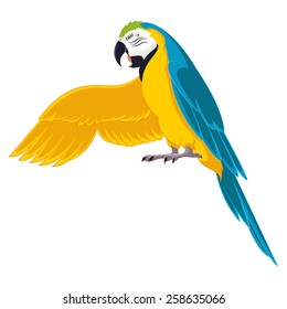 Vector image of a cartoon greeting parrot