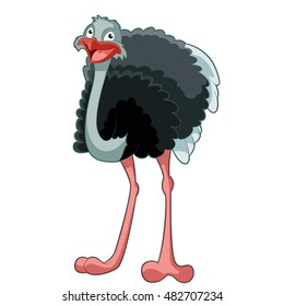 Vector image of the Cartoon happy Ostrich