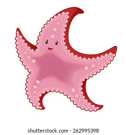 Vector image of a cartoon happy Starfish