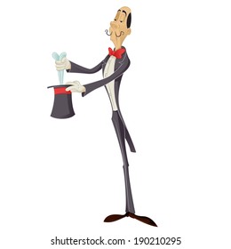 Vector image of an  cartoon haughty magician
