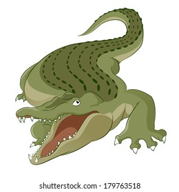 Vector image of cartoon hungry big crocodile