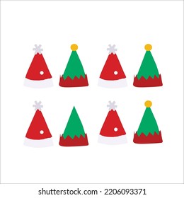 Vector image and cartoon illustration of santa claus christmas hat with two colors red and blue