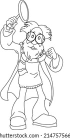 vector image of cartoon old professor.