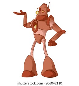 Vector image of a cartoon old robot