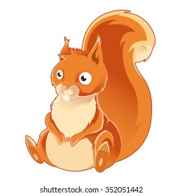 Vector image of a cartoon orange squirrel
